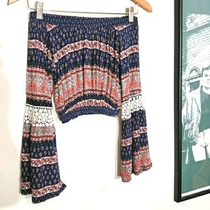 LucyLove bell sleeve boho crop top